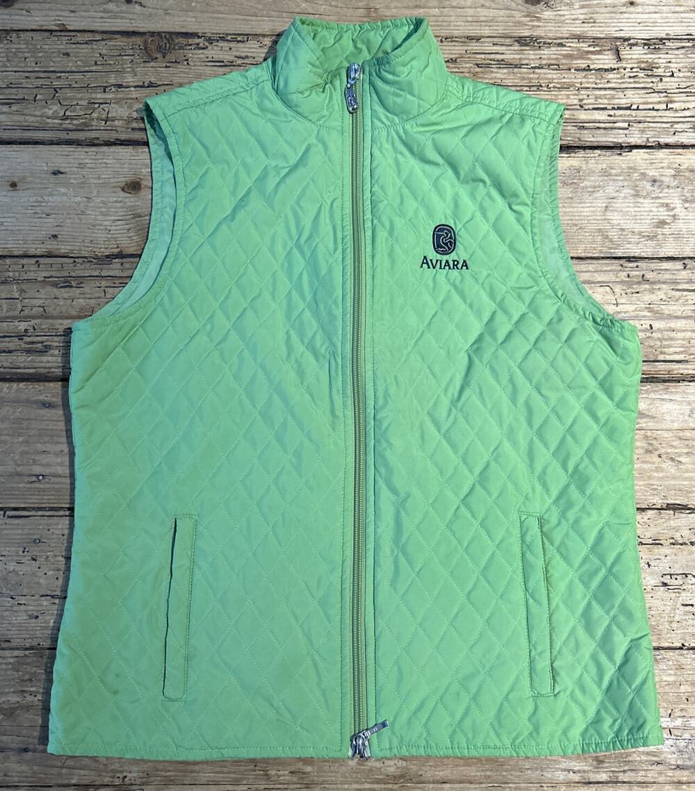Ashworth Aviara Women’s Size S Lime Green Quilted Sleeveless Zip Vest NWOT